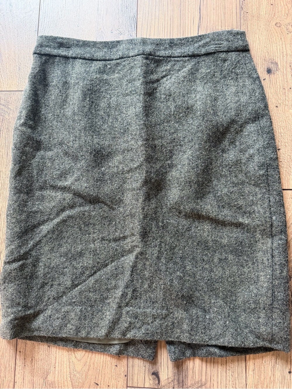 J.Crew Wool Blend Tweed Herringbone Pencil Mini Skirt Olive Green gray like new